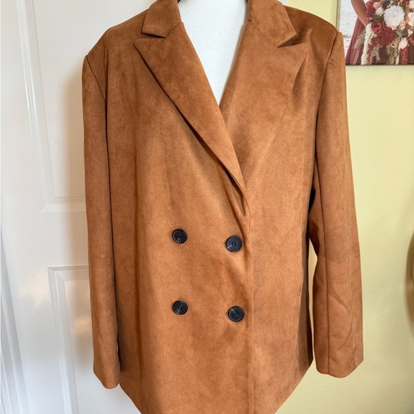 SHEIN Jackets & Blazers - SHEIN Women's Tan Double-Breasted Jacket, size XL